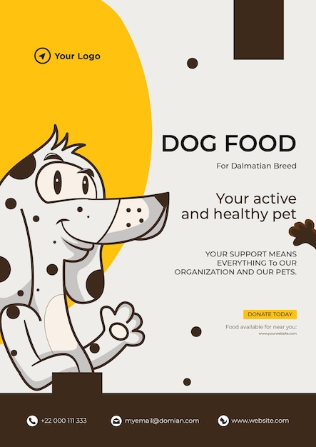 Dog food for your active and healthy pet flyer design template