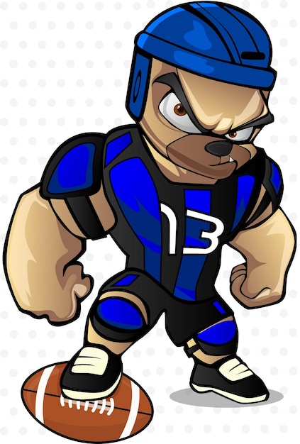 Vector dog football player character illustration