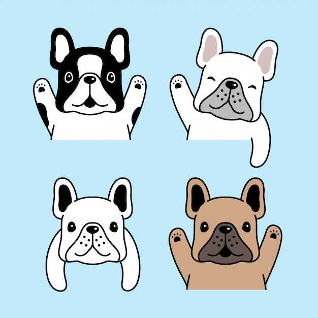 Vector dog french bulldog cartoon character illustration