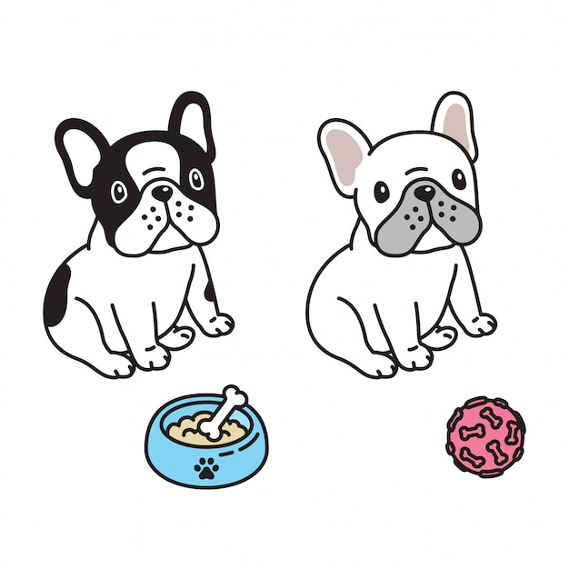 Dog french bulldog cartoon illustration