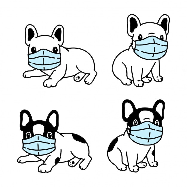 Maschera per cani bulldog francese covid-19 coronavirus