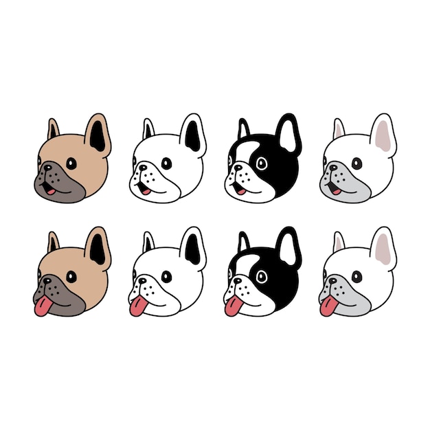 Premium Vector | Dog french bulldog head face cartoon character pet doodle puppy Premium Vector | Dog french bulldog head face cartoon character pet doodle puppy