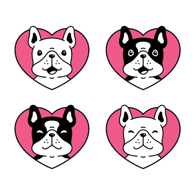 Dog french bulldog heart icon