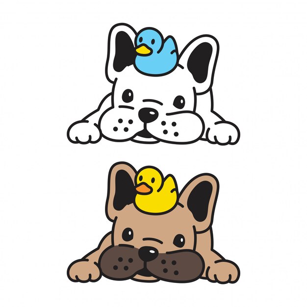 Vector dog french bulldog rubber duck illustration