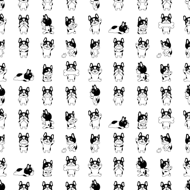 Dog french bulldog seamless pattern pet puppy tile