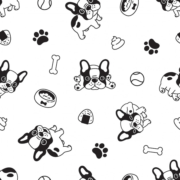 dog french bulldog seamless pattern