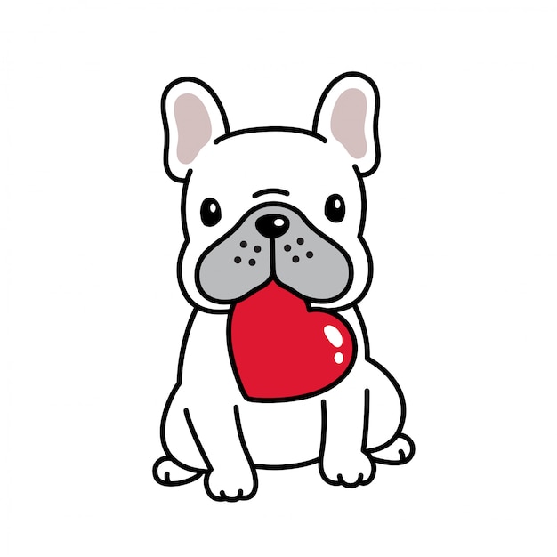 Vector dog french bulldog valentine heart cartoon