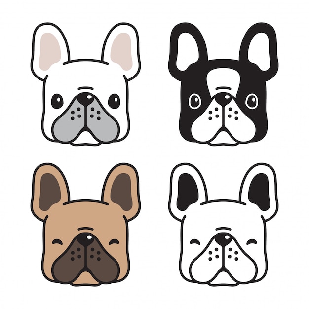 dog french bulldog vector head cartoon