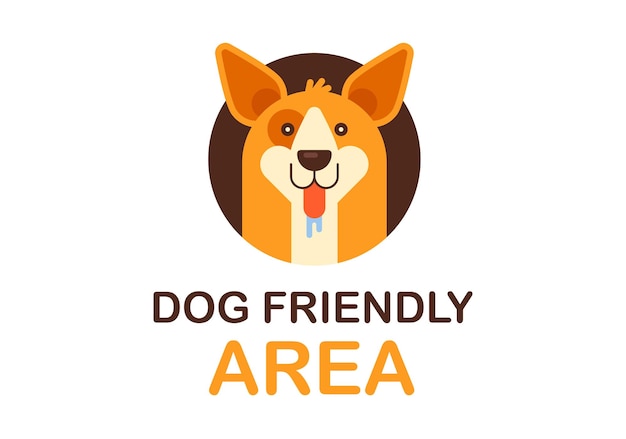 Vector dog friendly area sign pet friendly vector label stempel of sticker met hond vriendelijke tekst