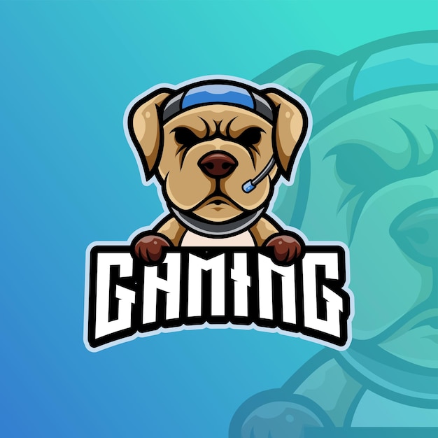 犬のゲームのマスコットのロゴ プレミアム会員 テンプレート