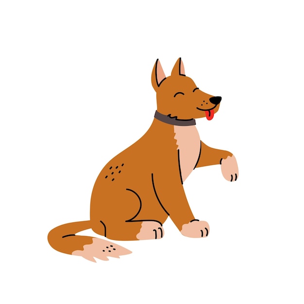 Vector dog gives a paw and sticking out tongue trendy scandinavian style dog or puppy character