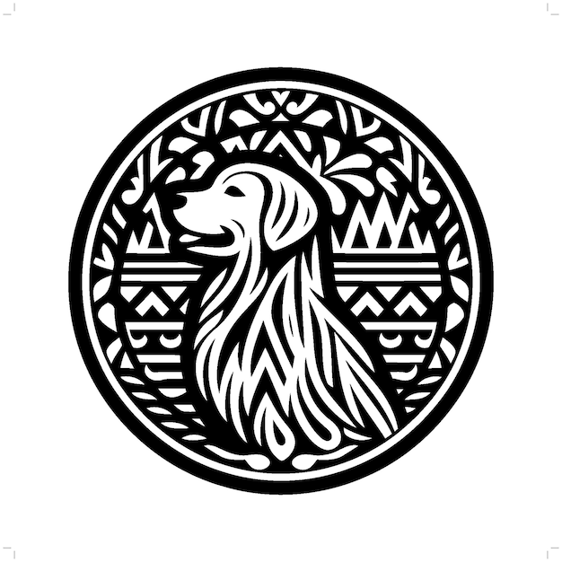 Vector dog goden retriever silhouette in animal ethnic polynesia tribal illustration