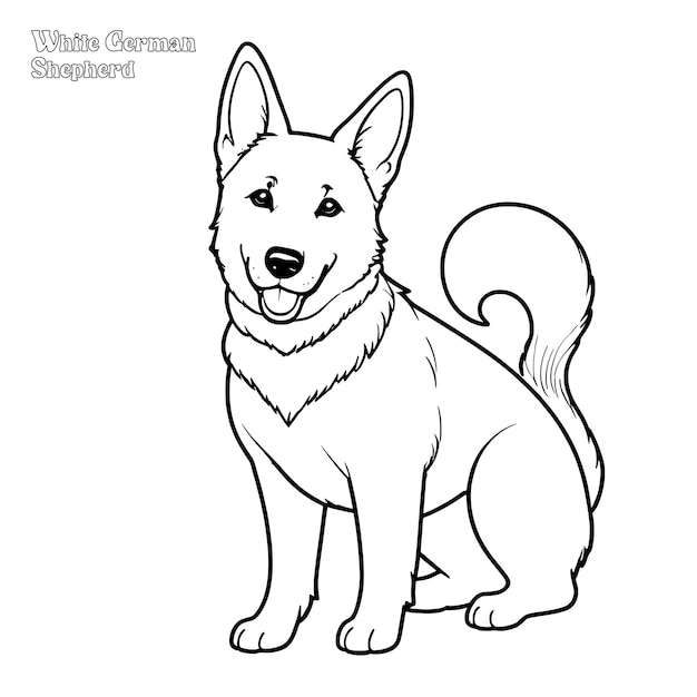 Vector dog hand drawn coloring page and outline vector design