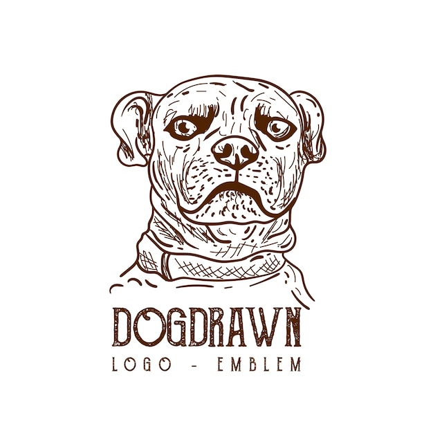 Dog Hand Drawn logo emblem