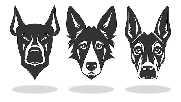 Vector dog head black logo set