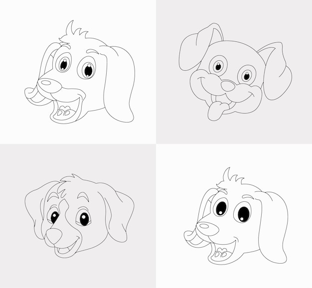 Книга раскраски головы собаки для детей антистресс рисованной векторной иллюстрации собаки zentangle