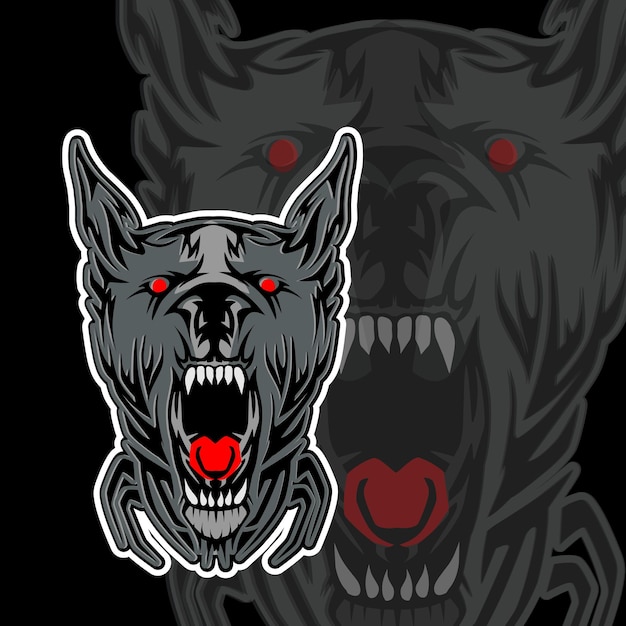 dog head esport logo illutration