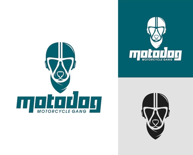 Logo della testa di cane che indossa un logo del club motociclistico del casco