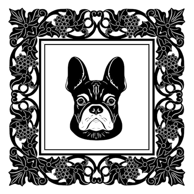 花柄の犬の頭のロゴ手作りシルエットモデル69