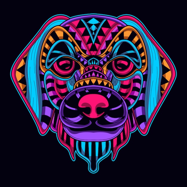 Dog head neon style