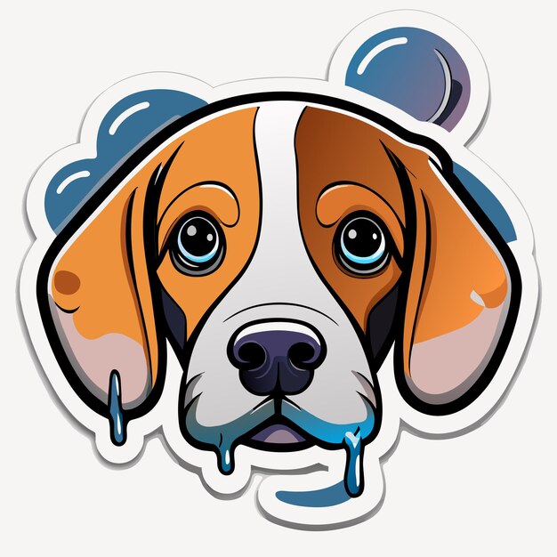 Vector dog head paint splash art hand drawn flat stylish cartoon sticker icon concept isolated illustration