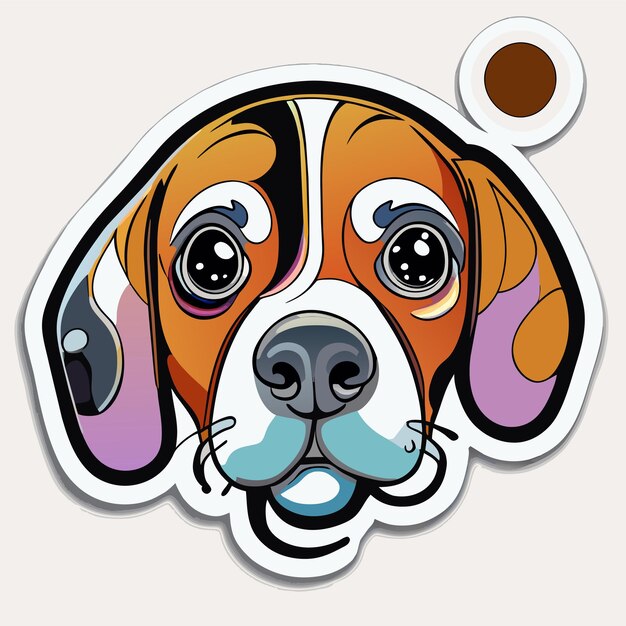 Vector dog head paint splash art hand drawn flat stylish cartoon sticker icon concept isolated illustration