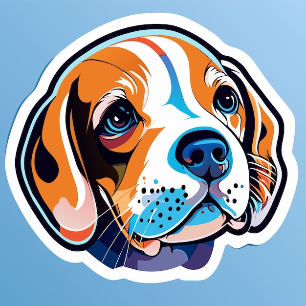 Dog head paint splash art hand drawn flat stylish cartoon sticker icon concept isolated illustration