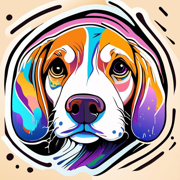 ベクトル ドッグヘッド・ペイント・スプラッシュ・アート (dog head paint splash art) は手描きのフラット・スタイリッシュ・カートゥーン・スティッカー・アイコン・コンセプト・アイソレート・イラストレーションです