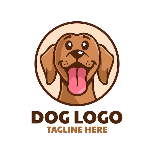 Vector dog head sticking tongue out logo design