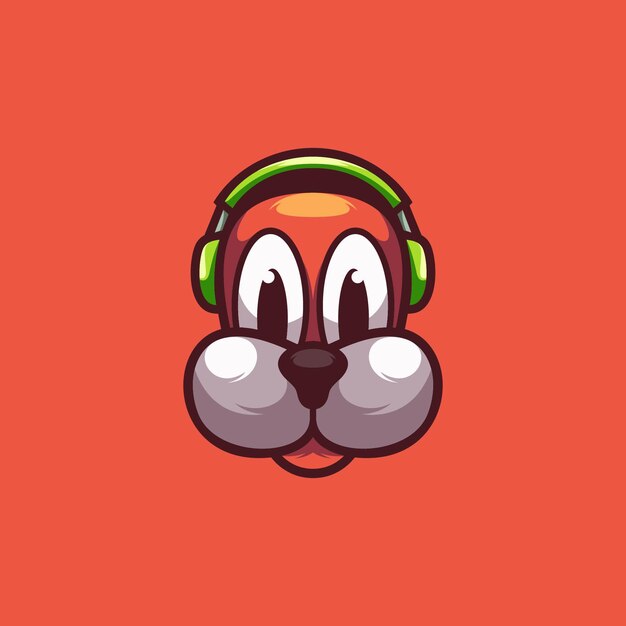 Vector dog headphone mascot