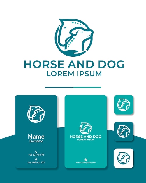 Vector dog and horse chiropractic logo design care clinic