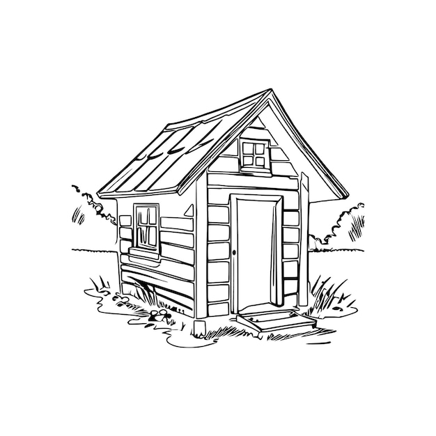 Dog house coloring book Dog house coloring page black and white drawing for coloring pages vector