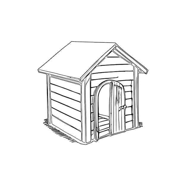 Vector dog house coloring book dog house coloring page black and white drawing for coloring pages vector