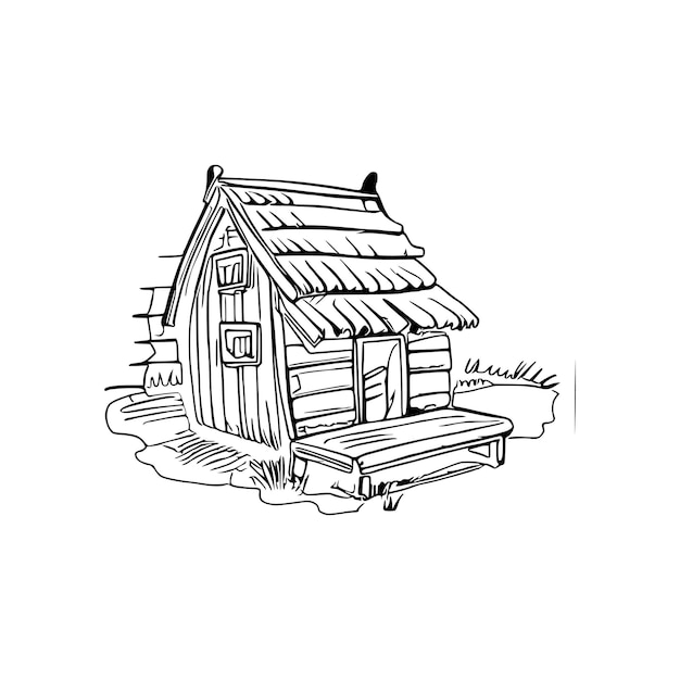 Vector dog house coloring book dog house coloring page black and white drawing for coloring pages vector