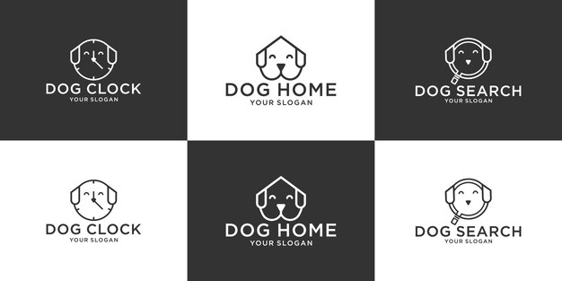 Vettore animali domestici della collezione di design creativo della casa del cane