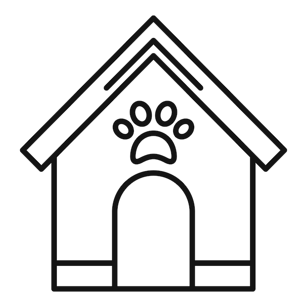 Vector dog house icon outline dog house vector icon for web design isolated on white background