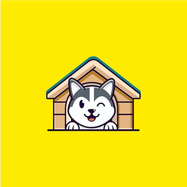 家のイラストの犬