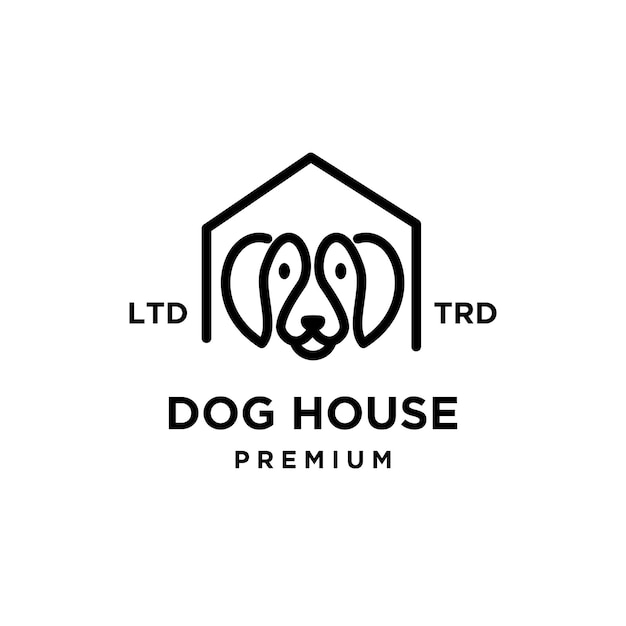 Dog house line art vector logo design