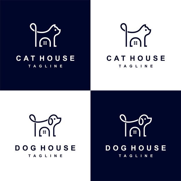 dog house logo and cat house logo