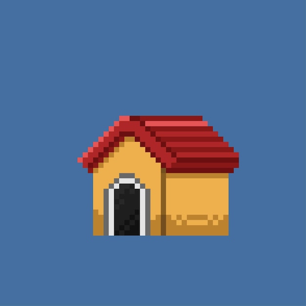 Vector dog house in pixel style