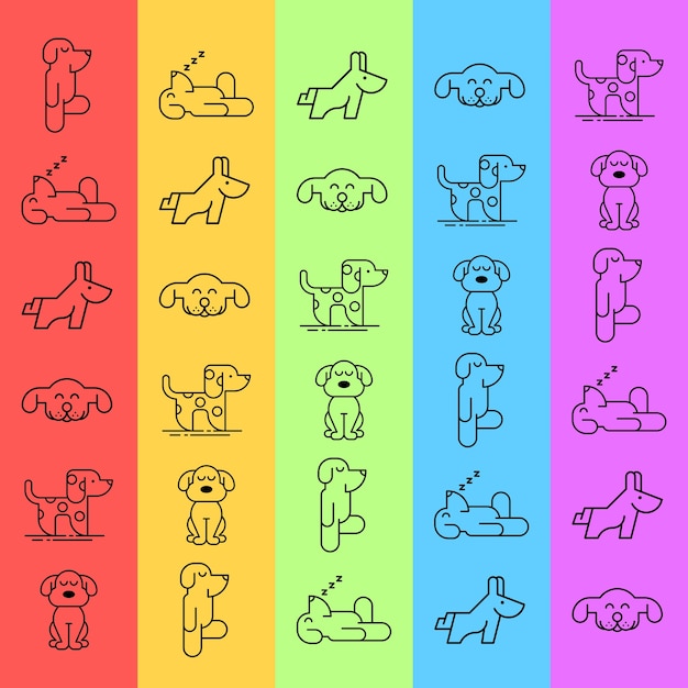 Dog icon set vector