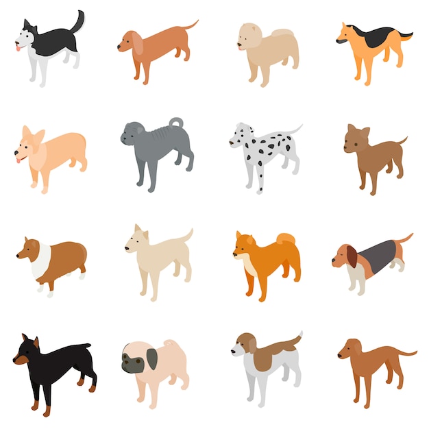 Vector dog icons set