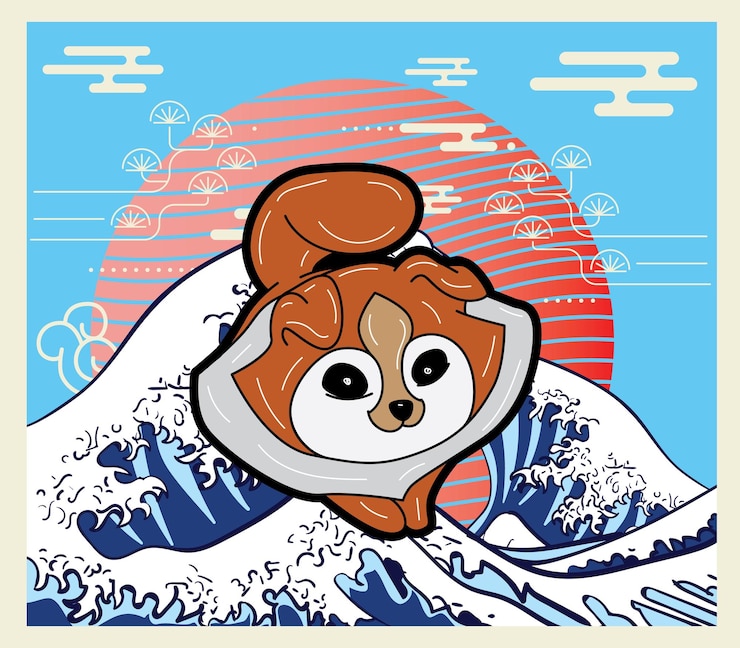 Vector dog illustration with japanese style for kaijune event