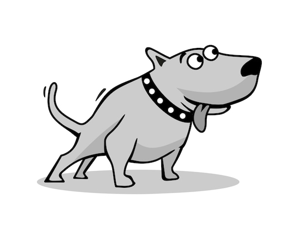 Собака изолированная на белой предпосылке. Векторная черно-серая плоская иллюстрация.