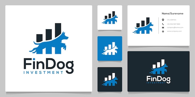 Dog jump financial bar logo design