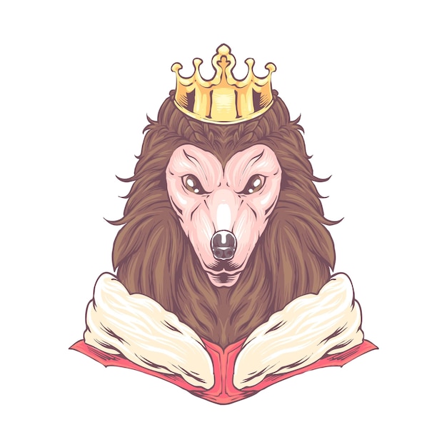 Dog king with crown illustration