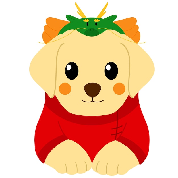 Dog labrador with Chinese new year costume cartoon cute dog