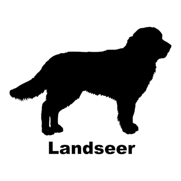 Vector dog landseer silhouette dog breeds logo monogram vector