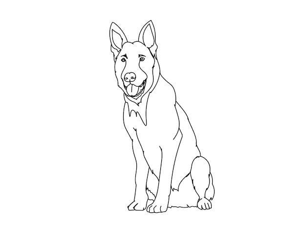 Premium Vector | Dog line art drawing