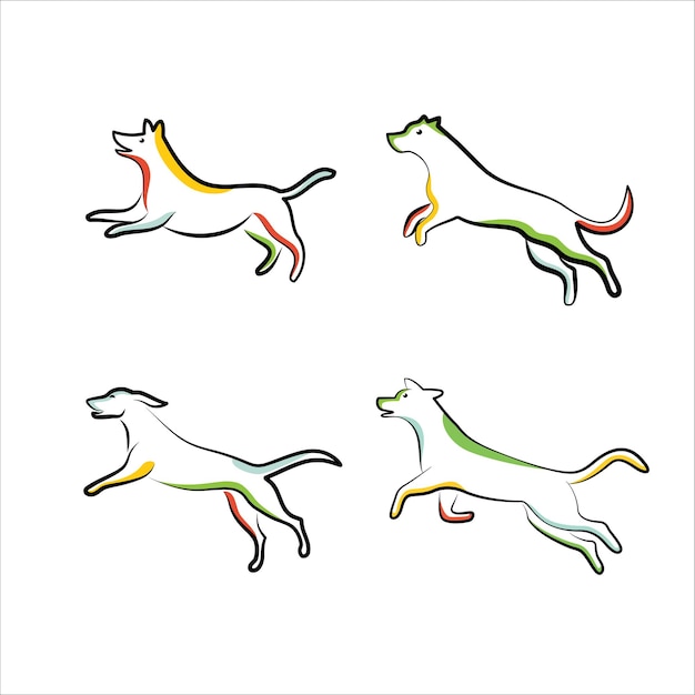 Disegno del logo della linea del cane semplice vettore di illustrazione del logo animale minimo